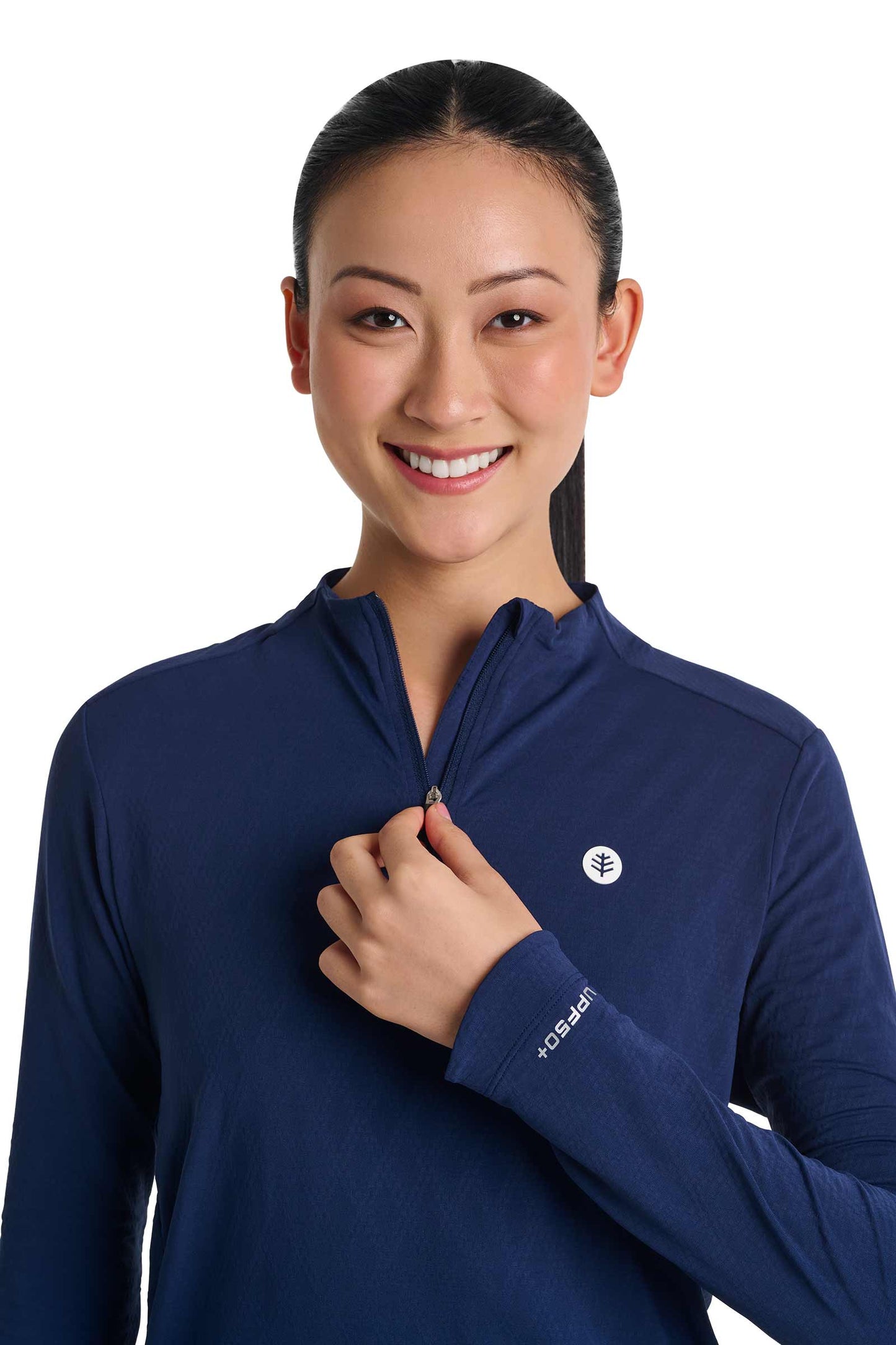 Women's Arabella Golf Quarter-Zip | Navy Diamond Jacquard