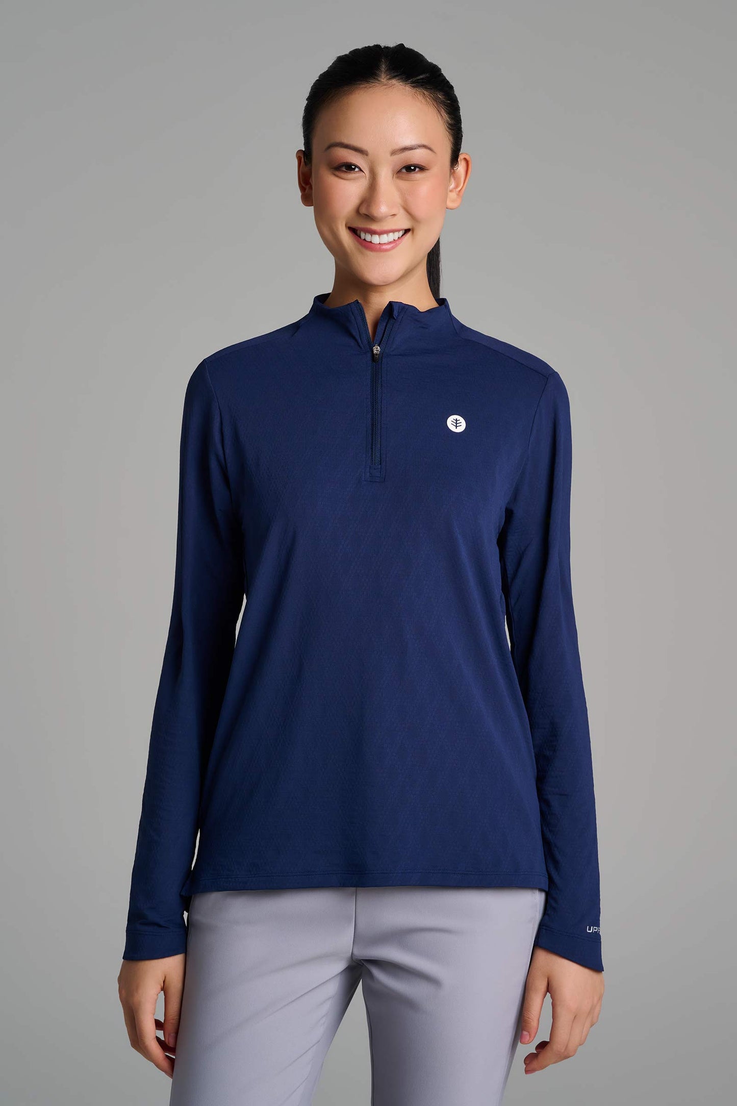 Women's Arabella Golf Quarter-Zip | Navy Diamond Jacquard