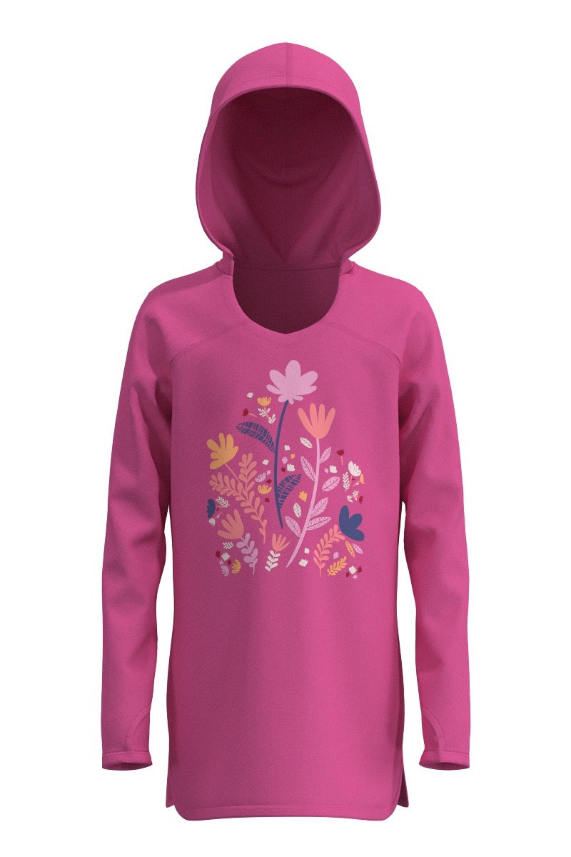 Kid's Seacoast Swim Cover-Up Dress | Tulip Pink Blooming Forest