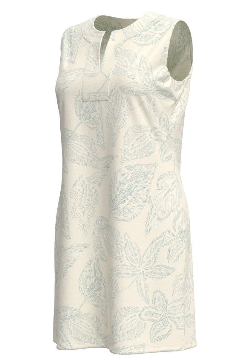 Women's Oceanside Tank Dress | Vanilla Embroidered Leaves