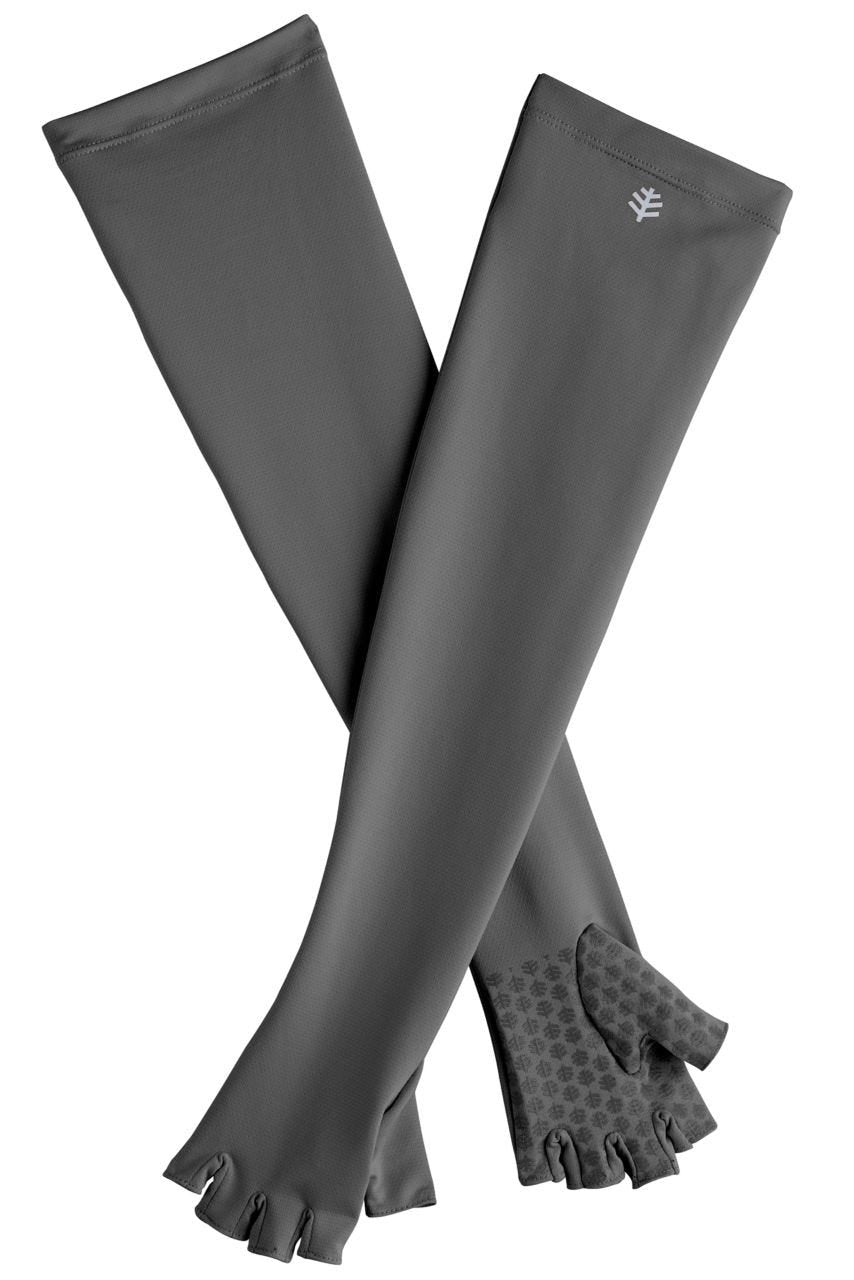 Unisex Perpetua UV Long Fingerless Gloves | Charcoal