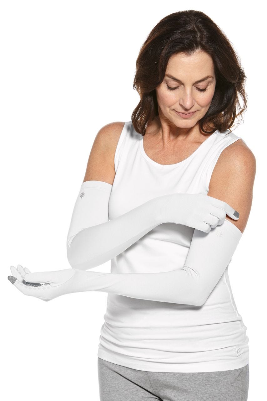 Unisex Culebra UV Long Gloves | White