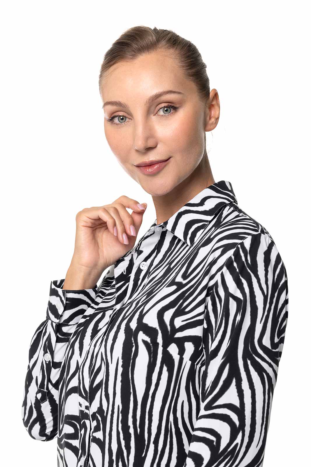 Women's Rhodes Shirt | Black/White Running Zebra