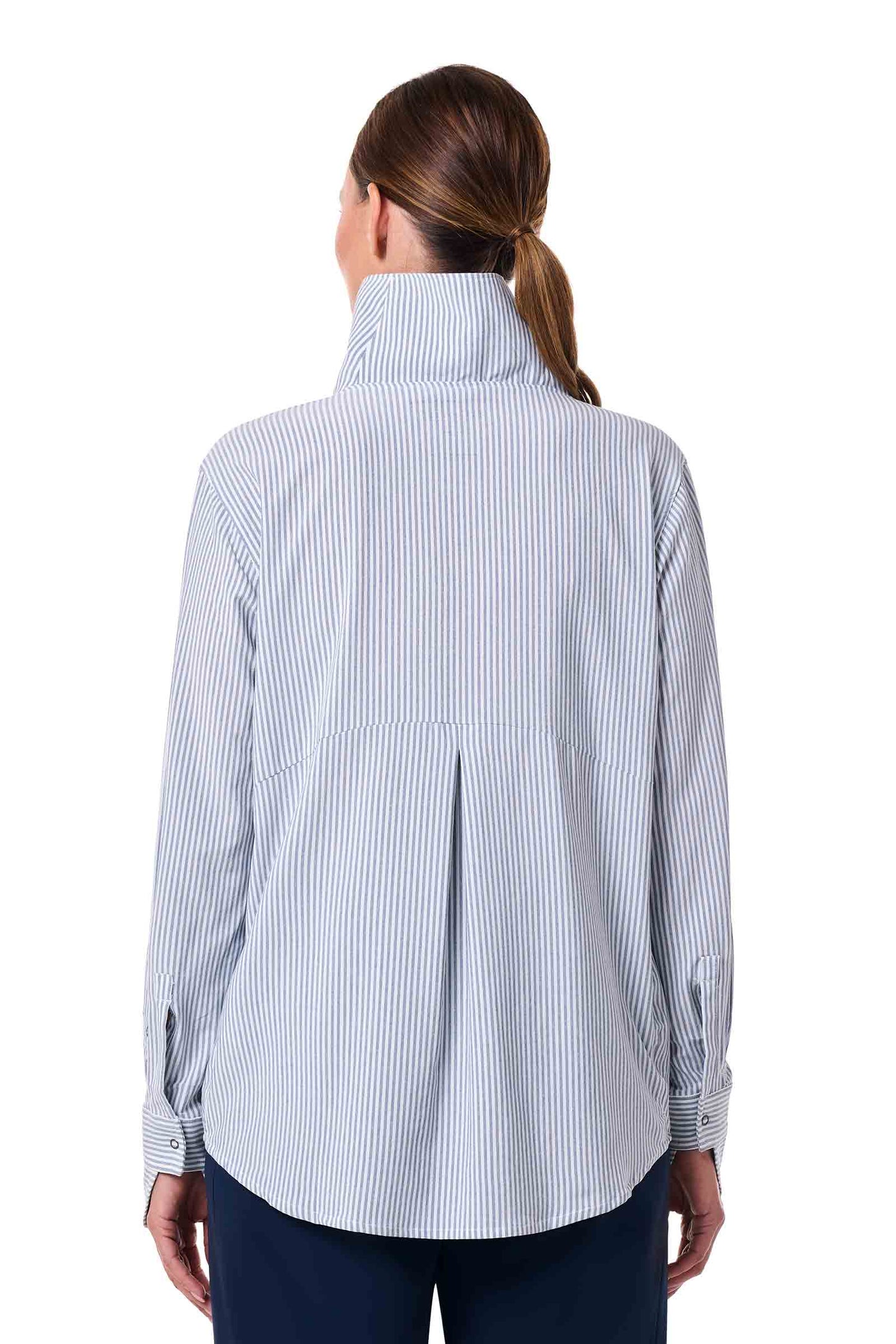 Women's Catona Funnel Neck Tunic Top | White/Navy Stripe