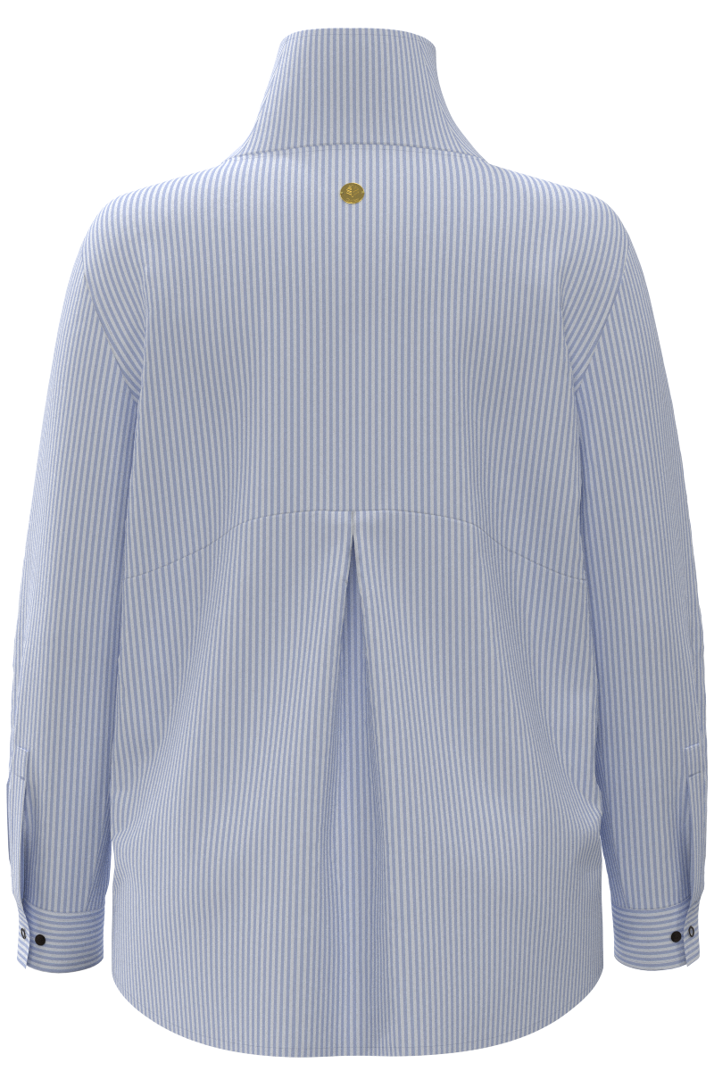 Women's Catona Funnel Neck Tunic Top | White/Periwinkle Stripe