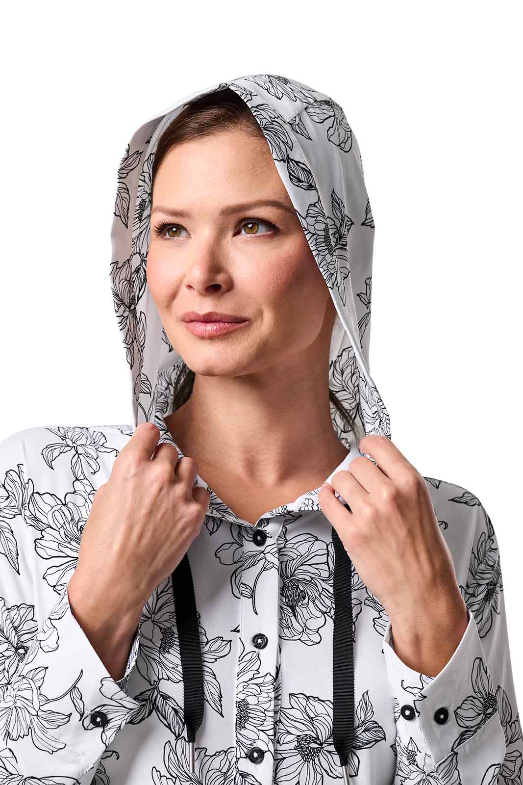 Women's Palma Aire Beach Shirt | White/Black Perfect Peony