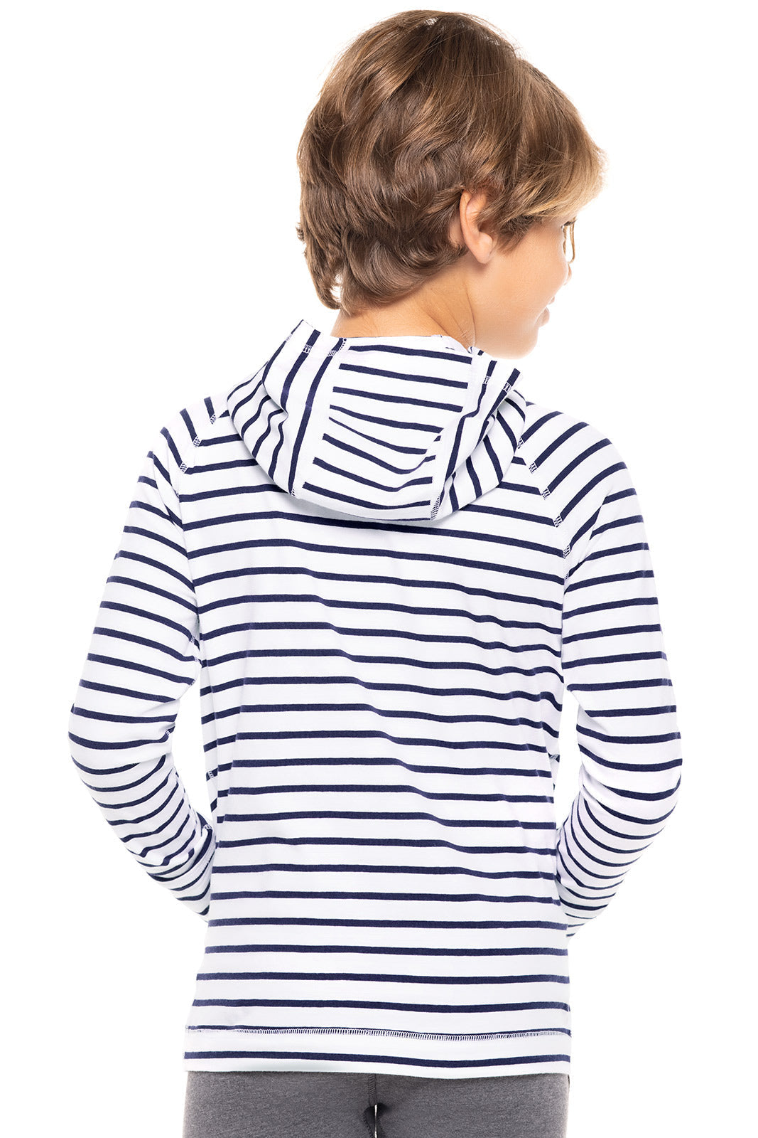 Kid's LumaLeo Hoodie | White/Navy Stripe