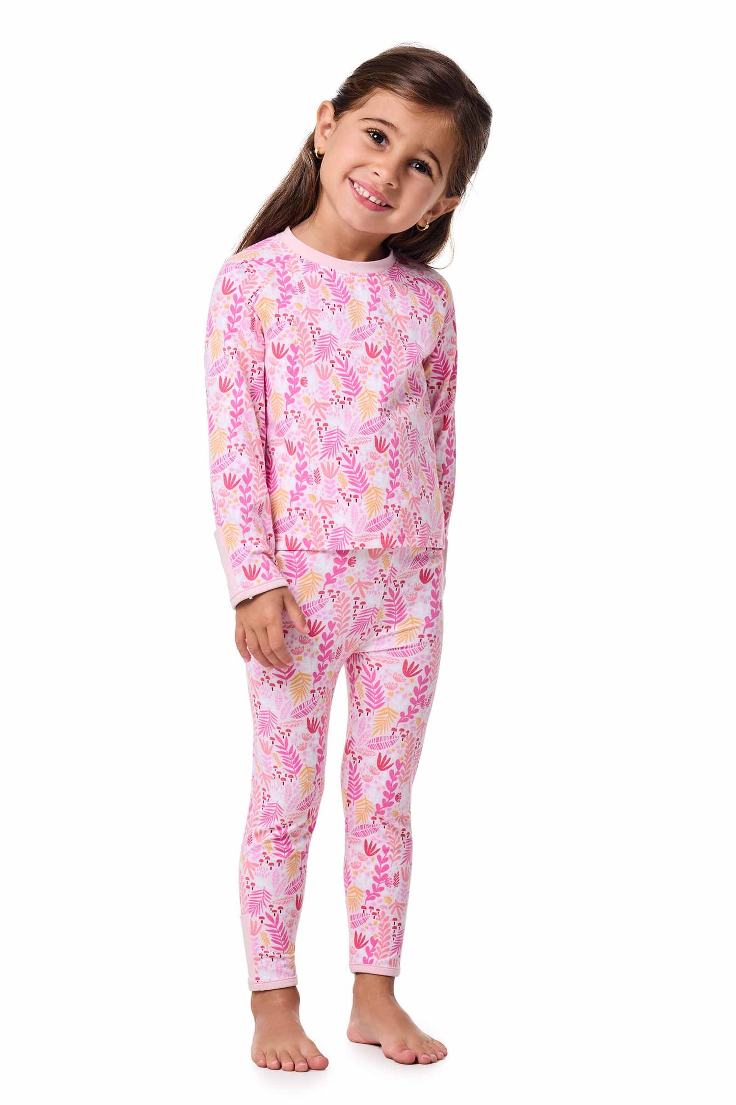Kid's LumaLeo Long Sleeve T-Shirt | Soft Pink Blooming Forest