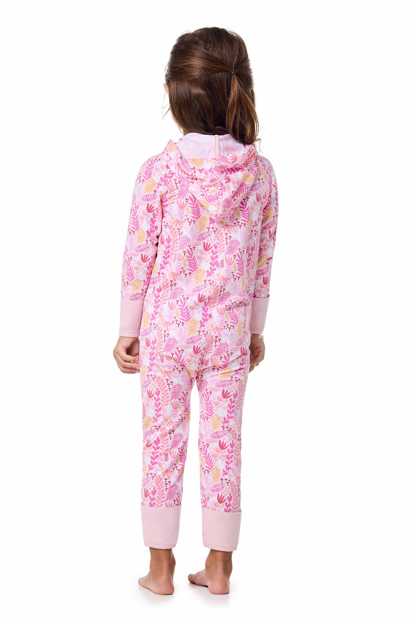 Kid's LumaLeo 360 Coverage Bodysuit | Soft Pink Blooming Forest