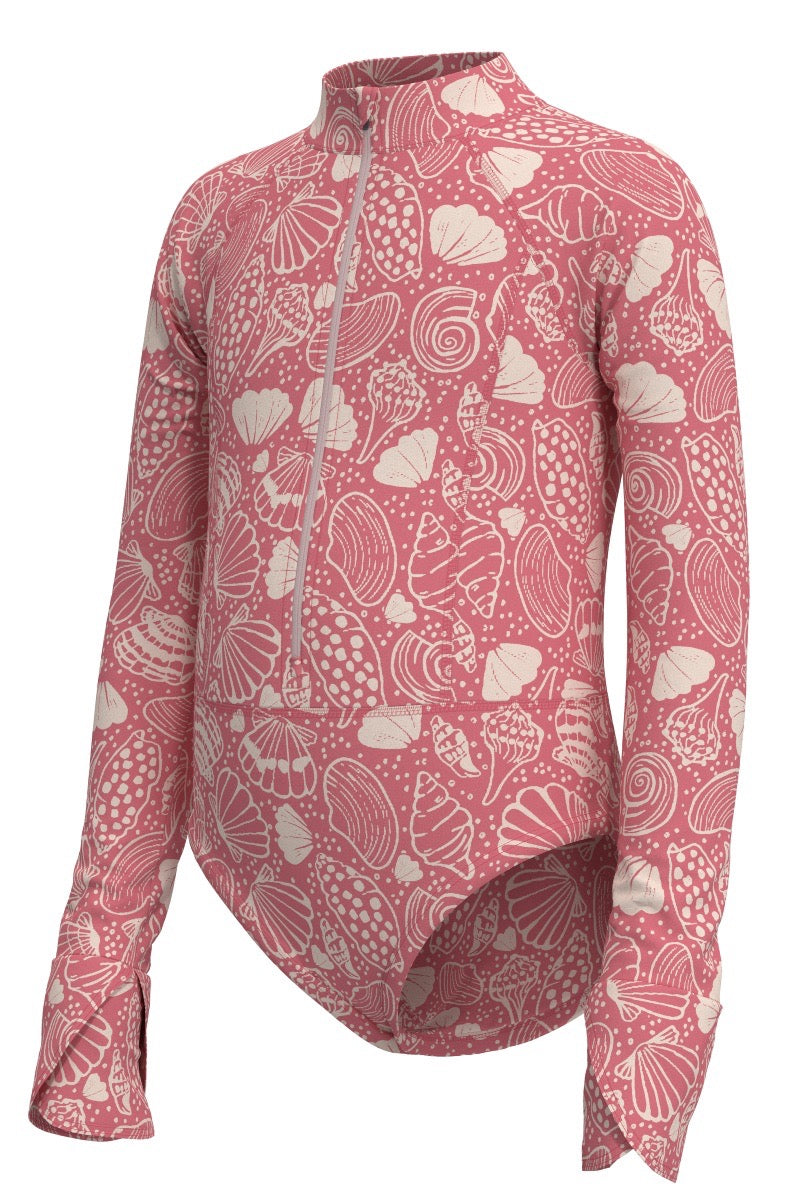 Kid's Koko Long Sleeve Swimsuit | Sunkist Coral Shell Dream