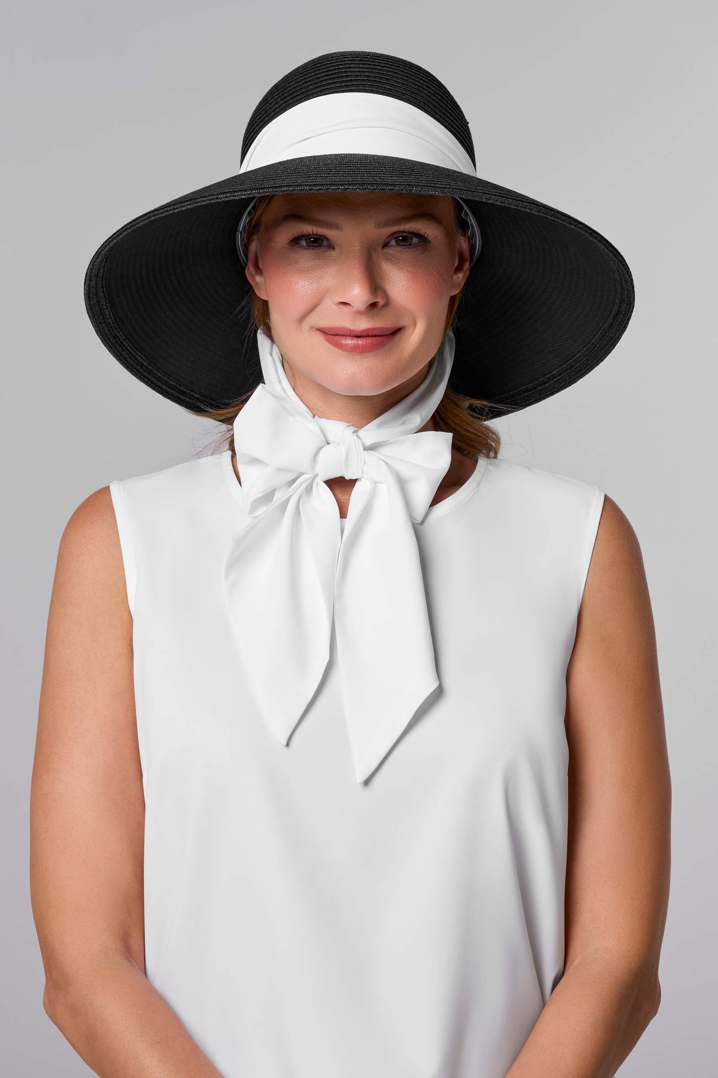 Women's Stella Scarf Detail Hat | Black/Black & White