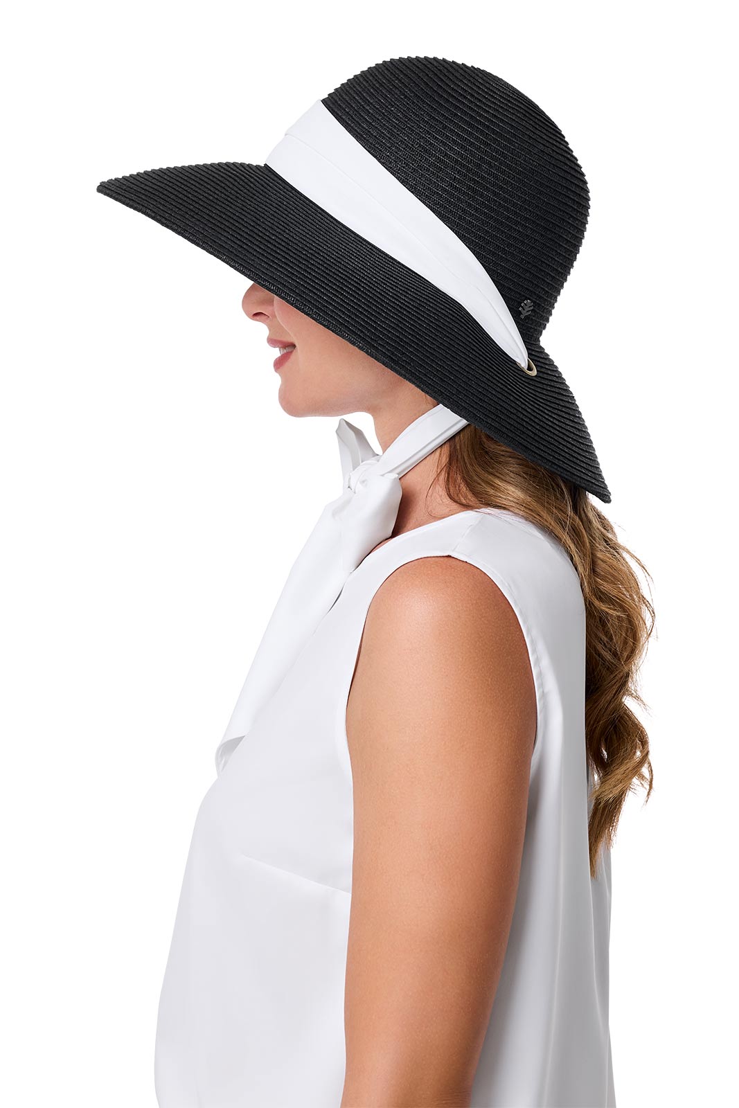 Women's Stella Scarf Detail Hat | Black/Black & White