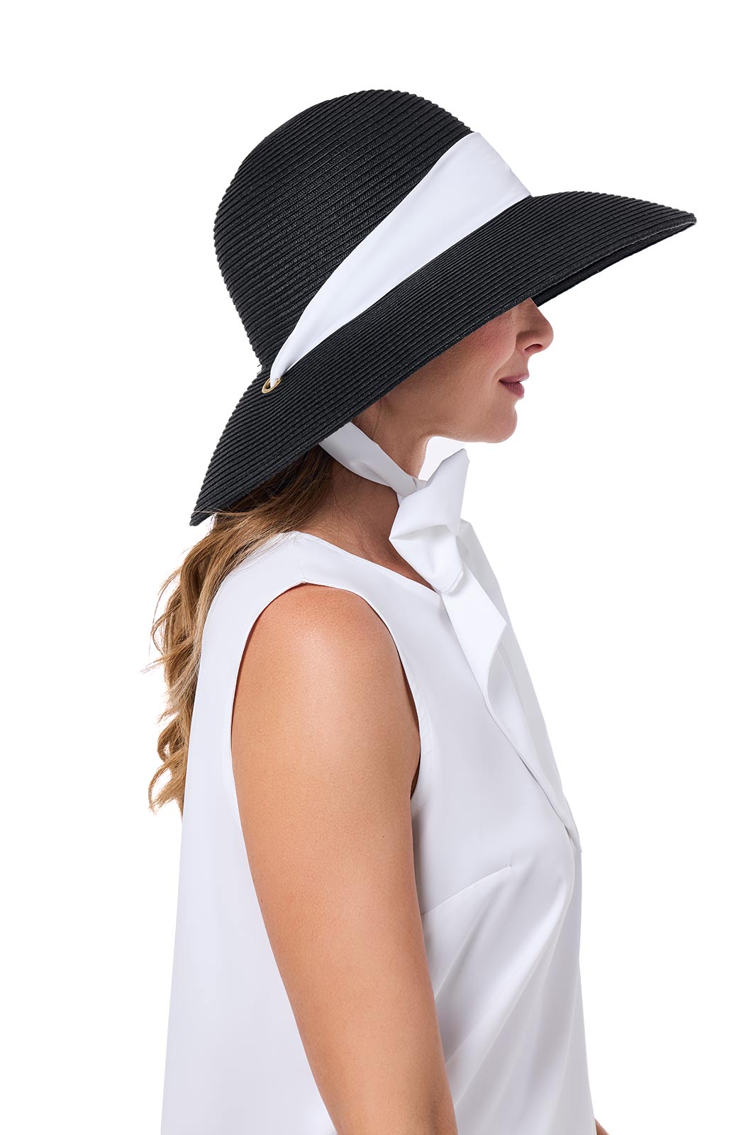 Women's Stella Scarf Detail Hat | Black/Black & White