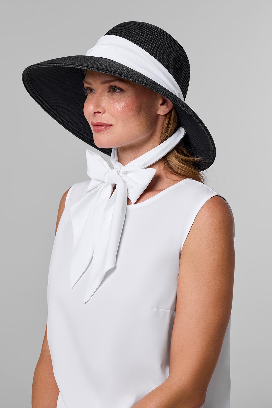 Women's Stella Scarf Detail Hat | Black/Black & White