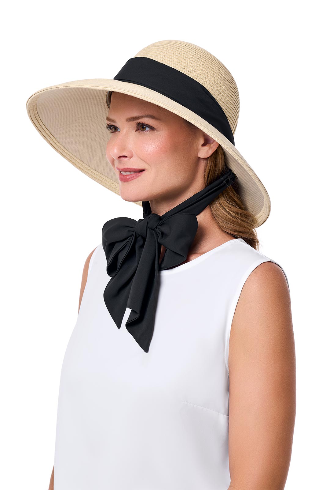 Women's Stella Scarf Detail Hat | Natural/Black/White