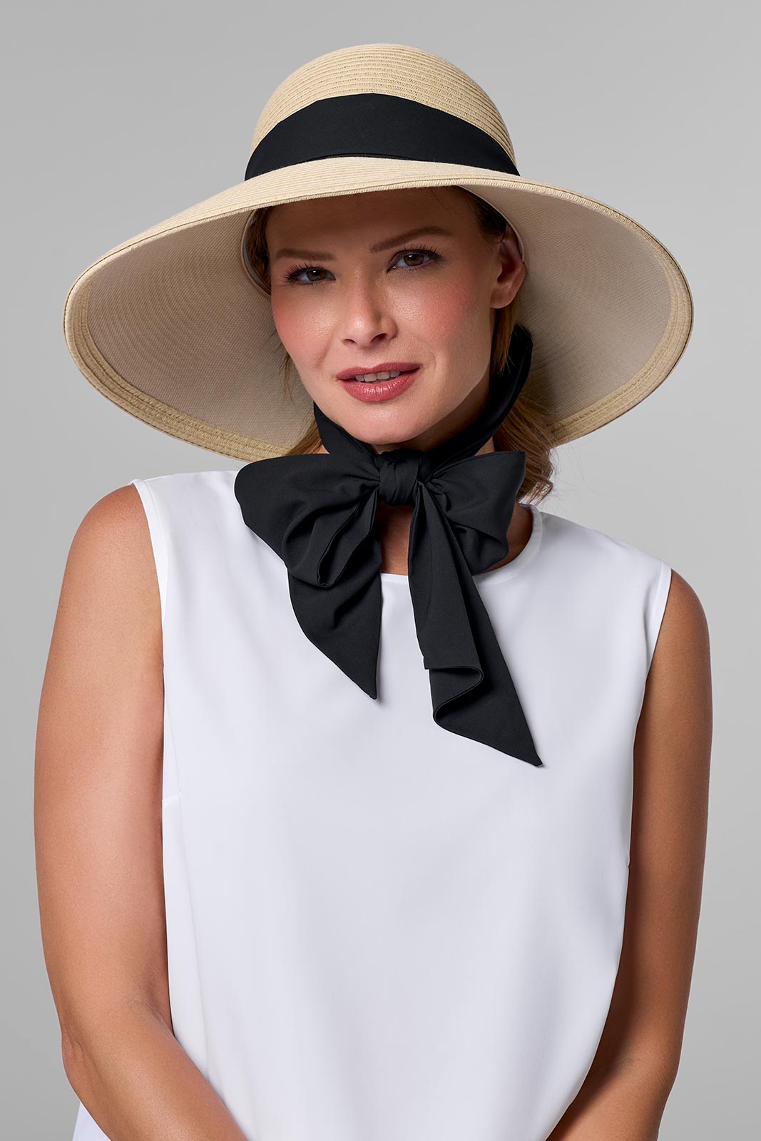 Women's Stella Scarf Detail Hat | Natural/Black/White