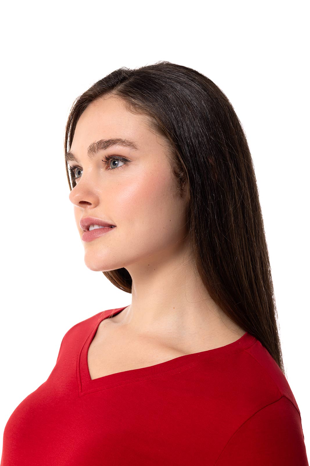 Women's Morada Everyday Long Sleeve V-Neck T-Shirt | Cherry