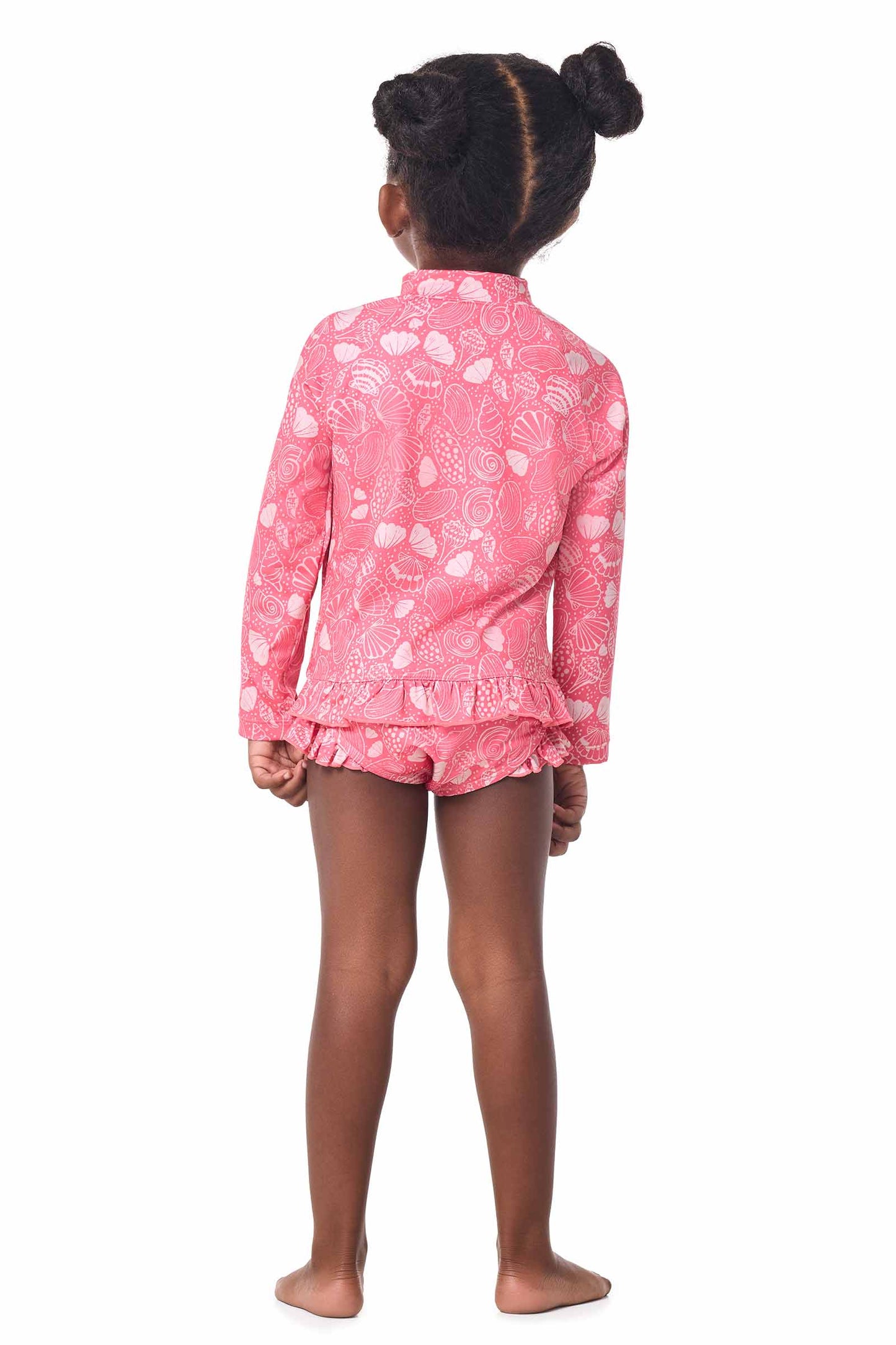 Kid's Guppy Ruffle Rash Guard Set | Sunkist Coral Shell Dream