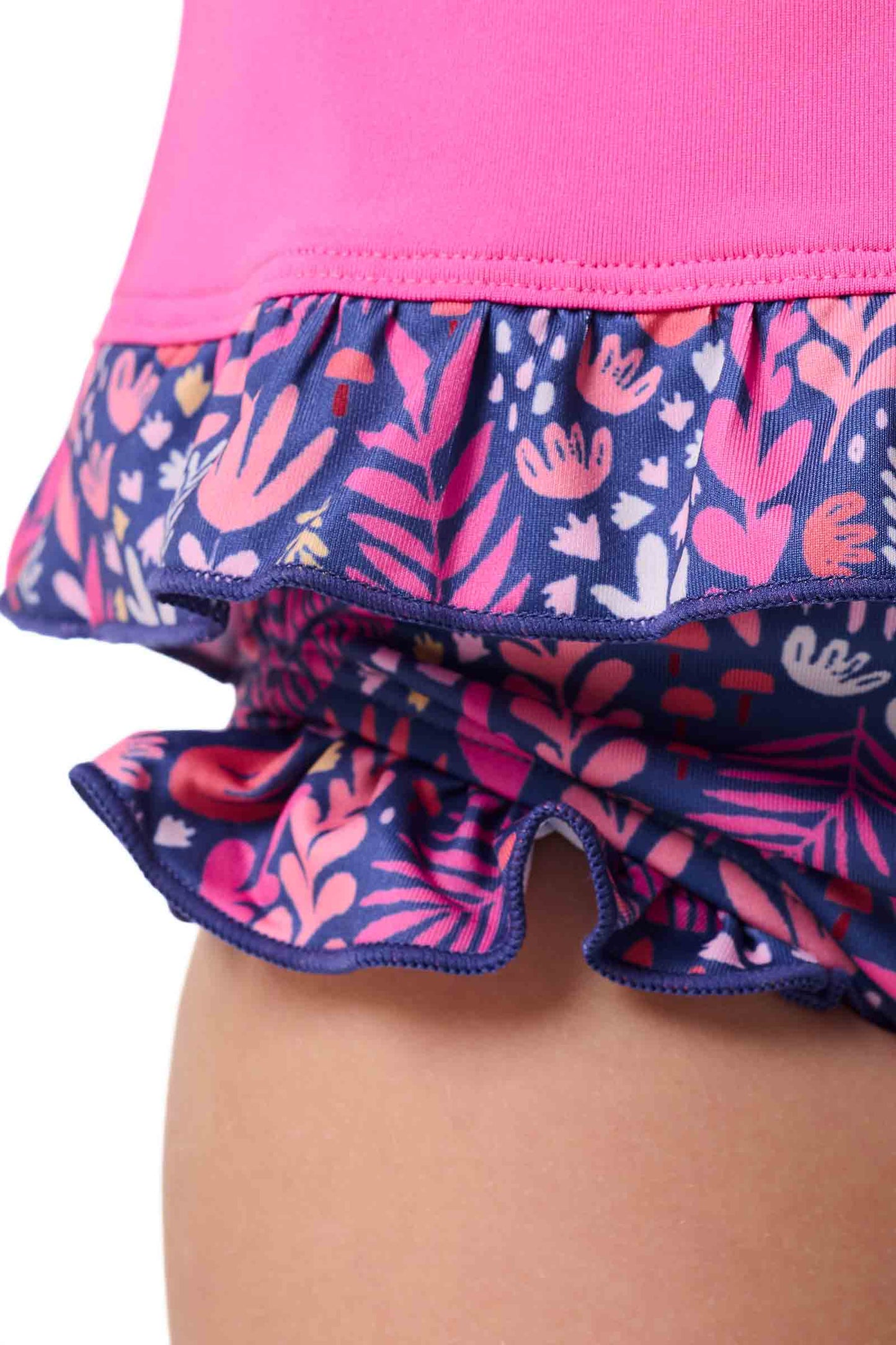 Kid's Guppy Ruffle Rash Guard Set | Tulip Pink Blooming Forest