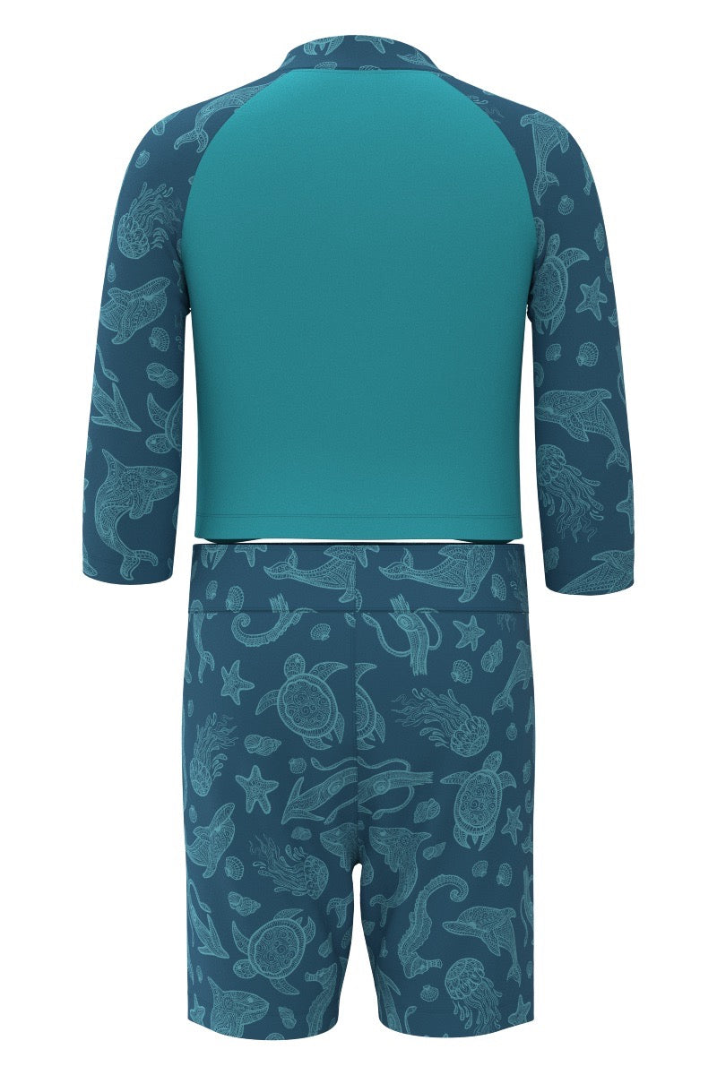 Kid's Island Rash Guard Set | Blue Curacao