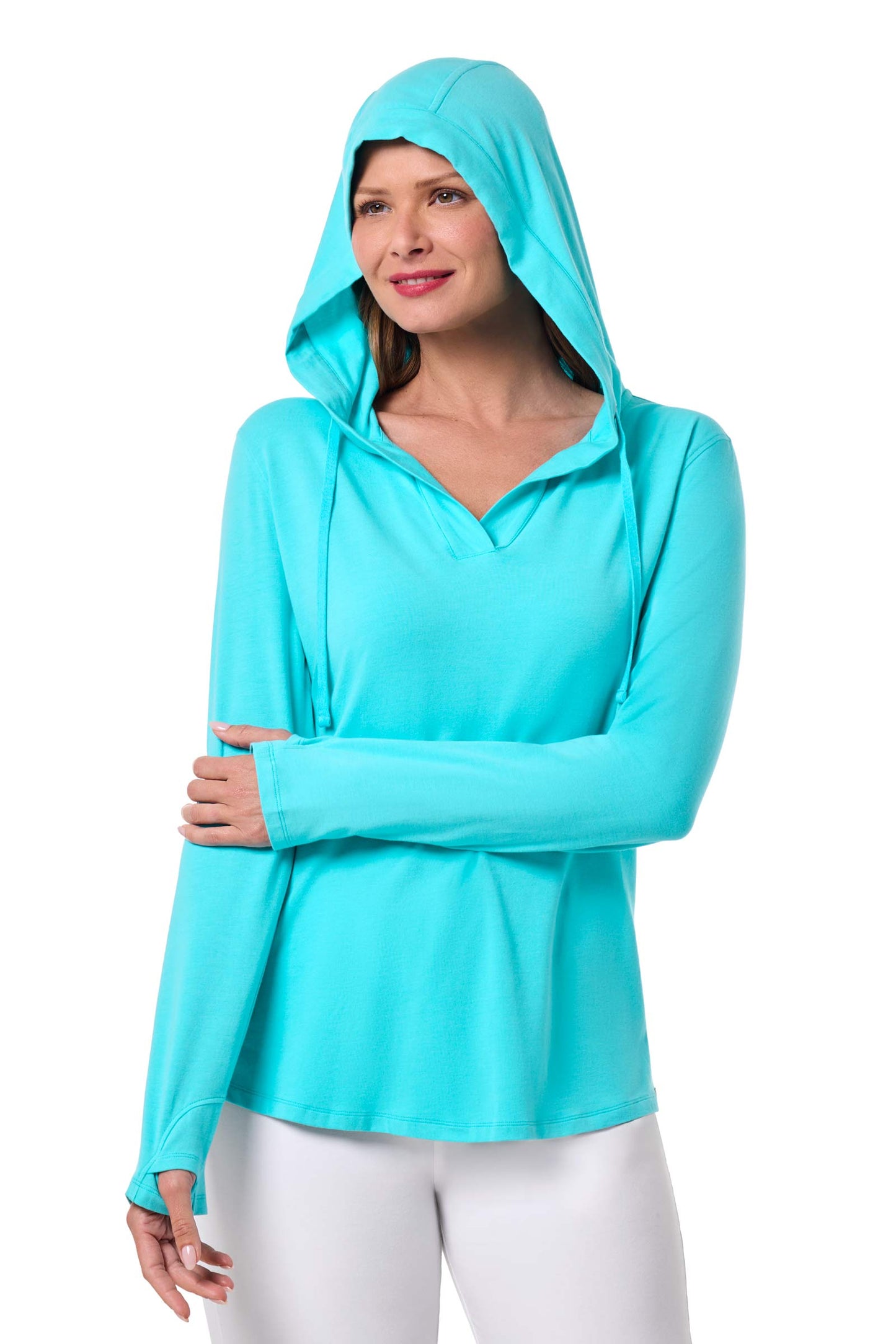 Women's Catalina Hoodie Tunic Top | Blue Curacao