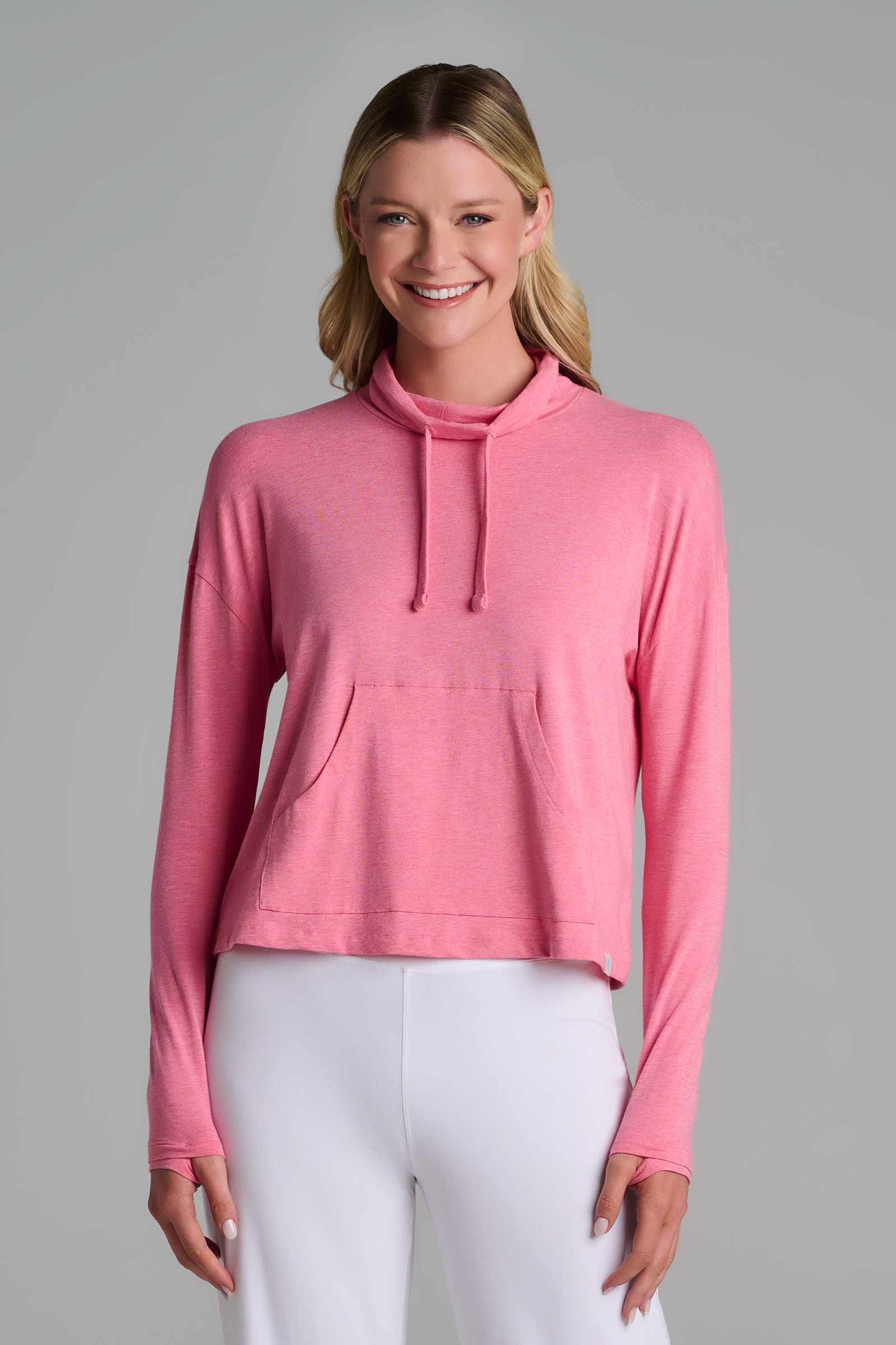 Women's Solana Mock Neck Pullover | Flamingo Pink Heather