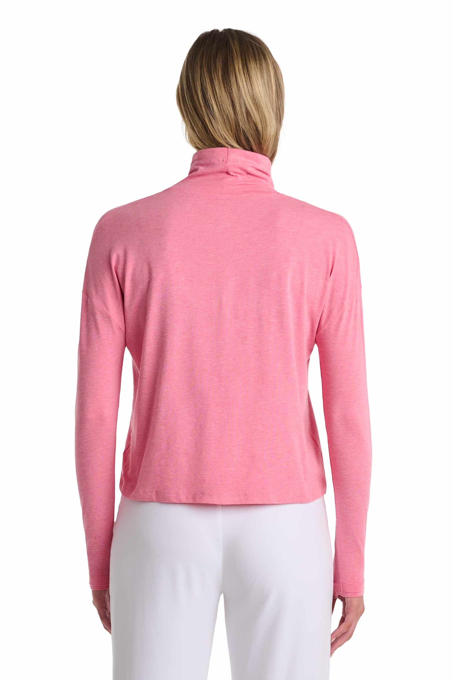 Women's Solana Mock Neck Pullover | Flamingo Pink Heather