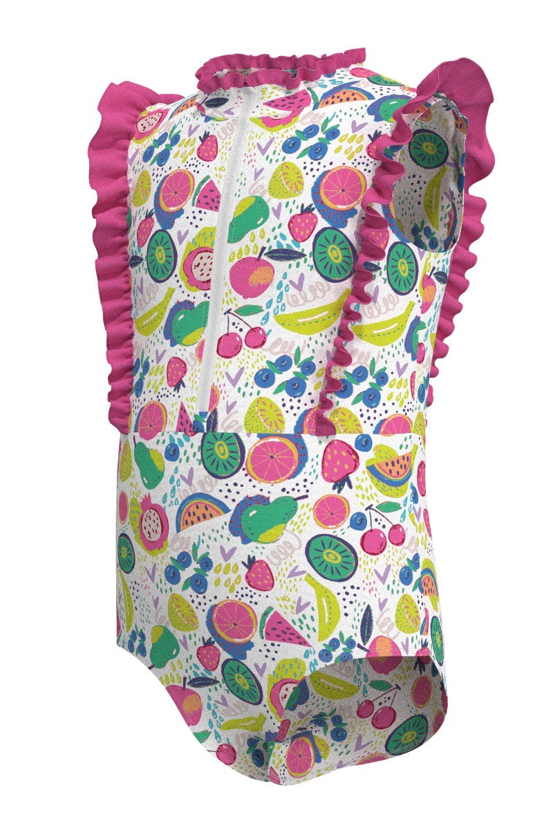 Kid's Angelfish Ruffle Swimsuit | White