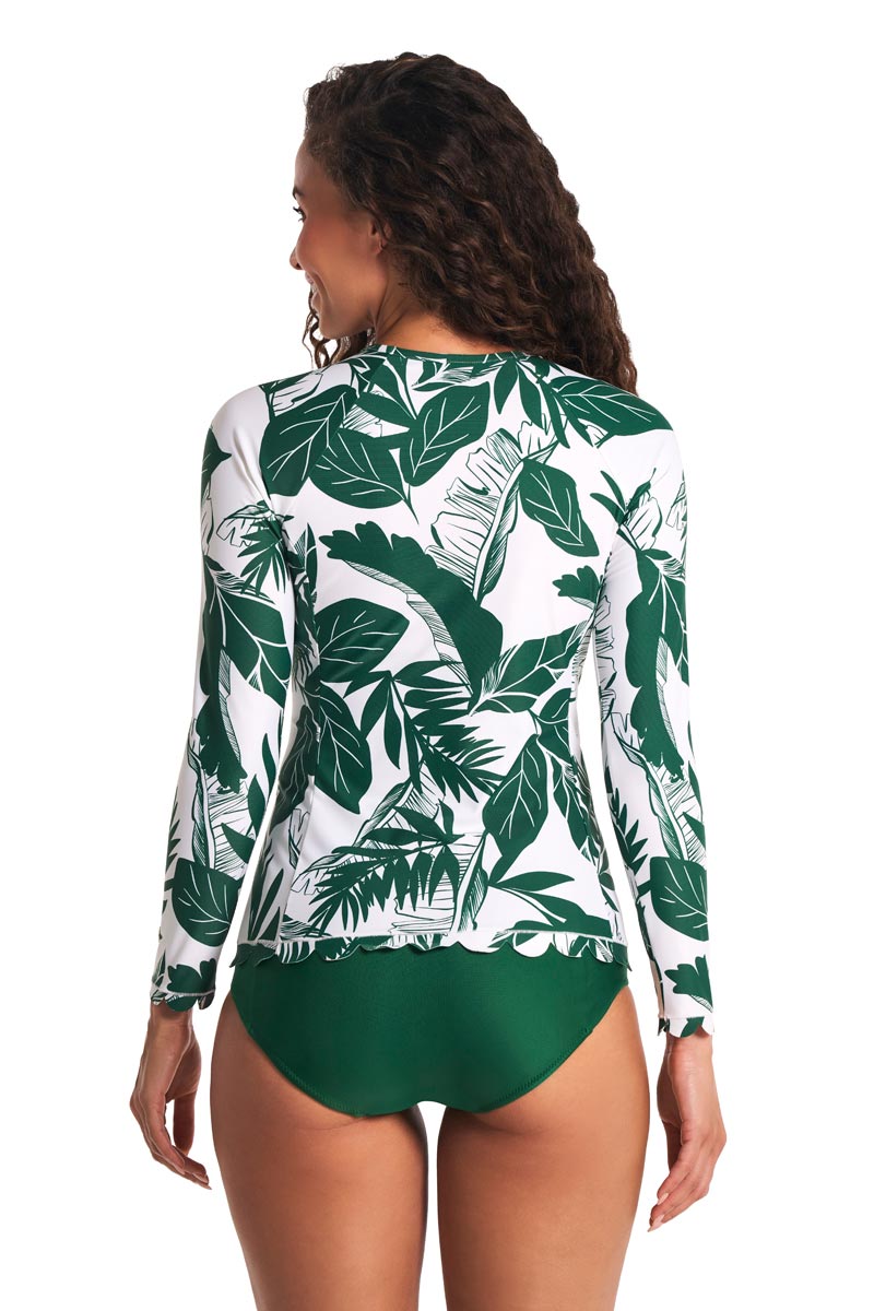 Women's Stony Coral Scallop Long Sleeve Rash Guard | Eden Palm Paradise