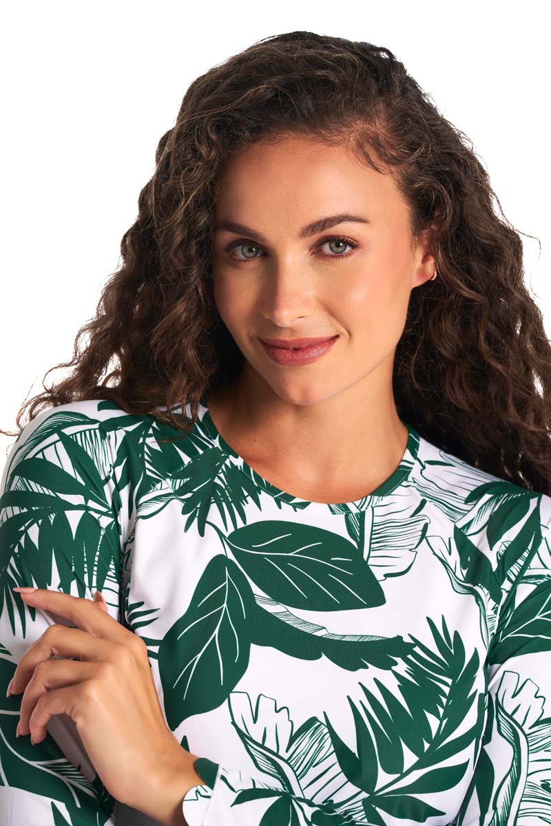 Women's Stony Coral Scallop Long Sleeve Rash Guard | Eden Palm Paradise
