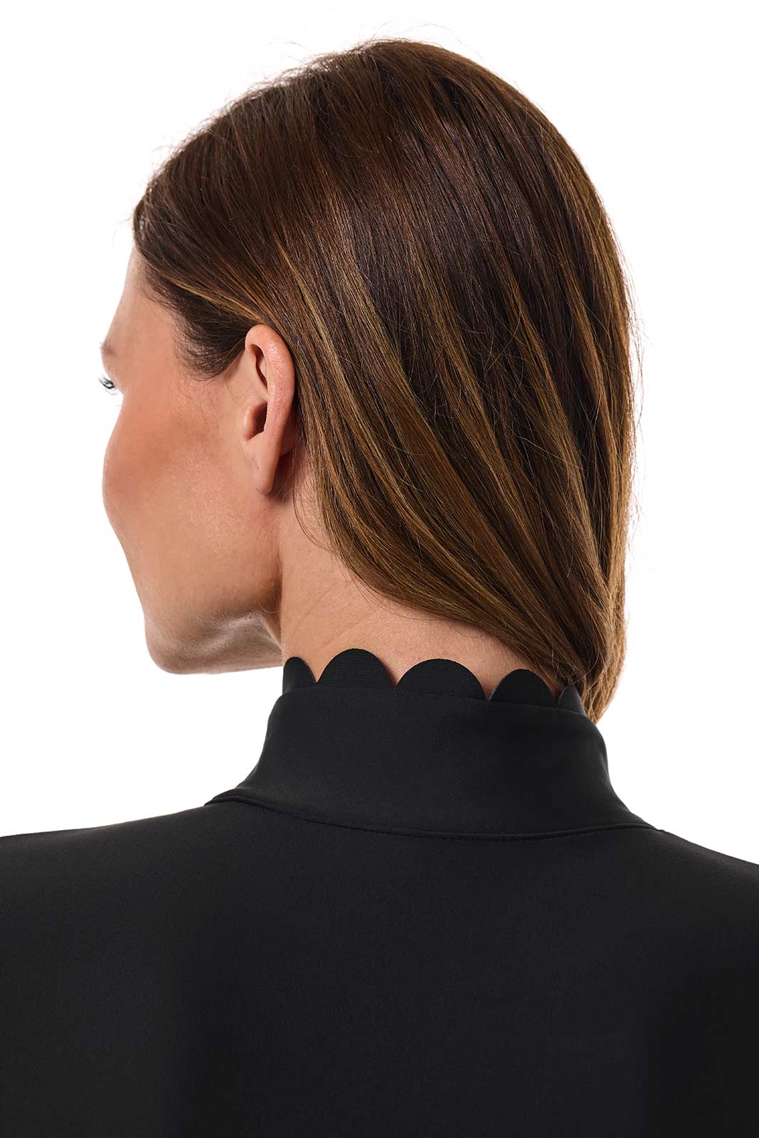 Women's Great Star Scallop Long Sleeve Swimsuit | Black