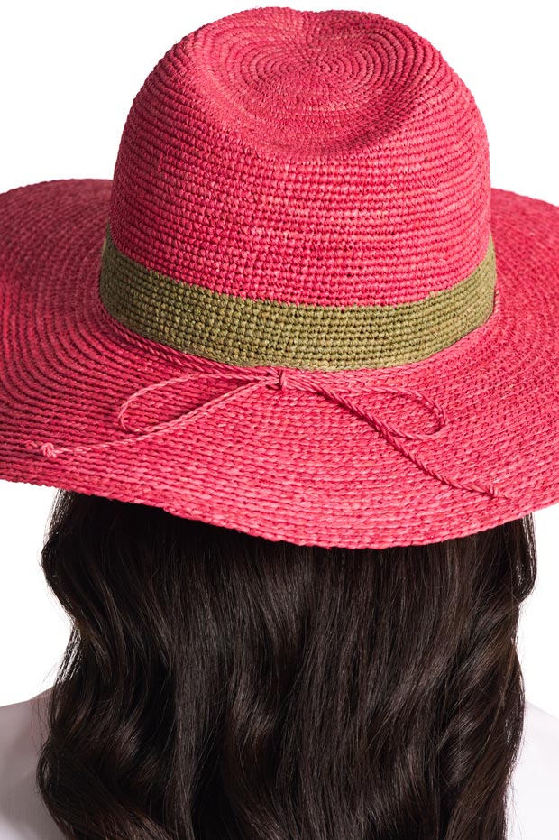 Unisex Playa Crochet Raffia Fedora | Magnolia Pink