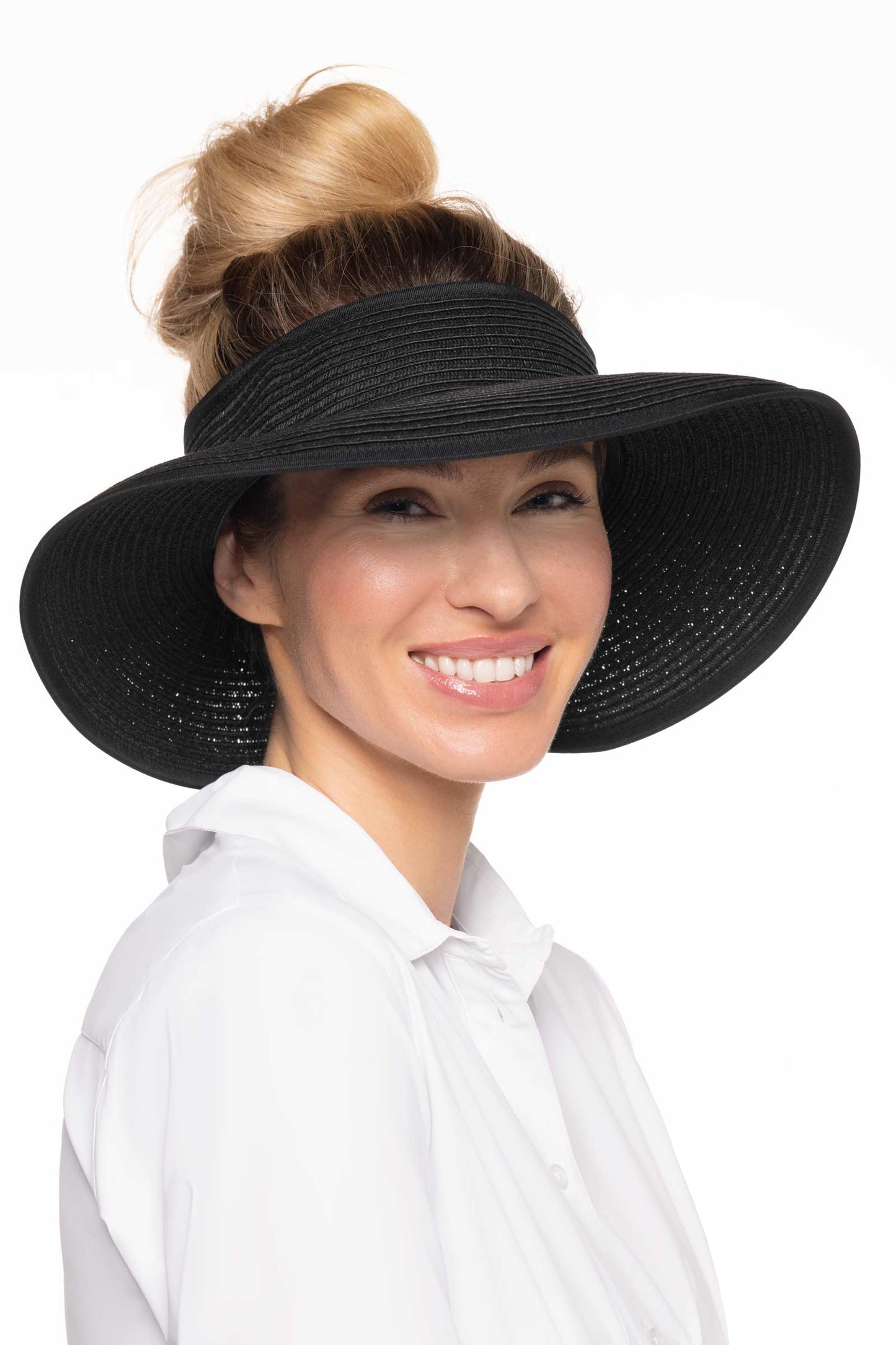 Women's Coolibar Rolled Packable Braid Visor | Black