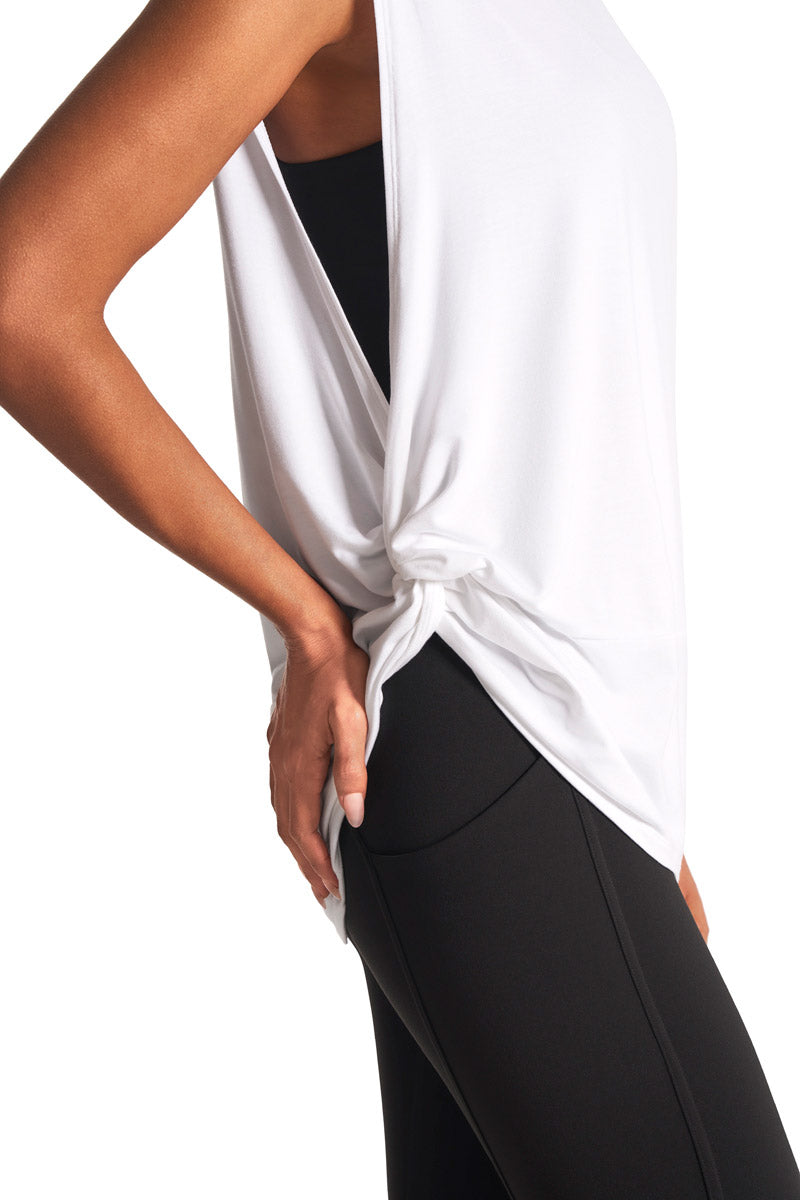 Women's Supine Twist Yoga Tank | White