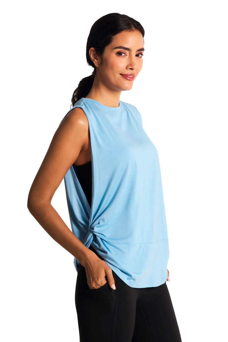 Women's Supine Twist Yoga Tank | Artic Blue