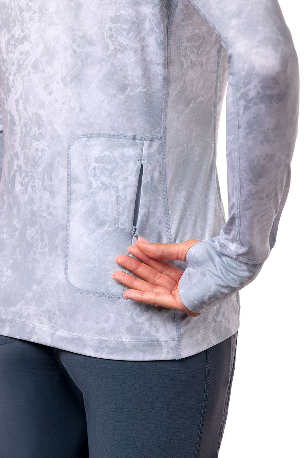 Women's Vented Paros Fishing T-Shirt | Grey Water Print