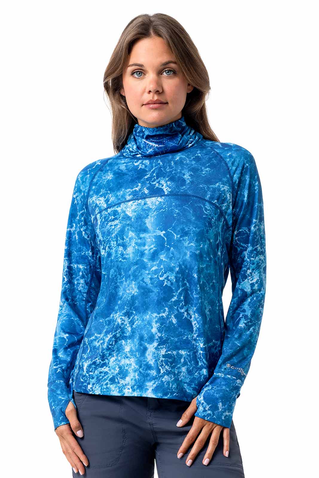 Women's Vented Paros Fishing T-Shirt | Blue Water Print