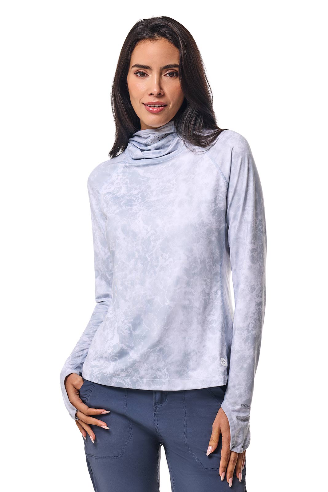 Women's Vented Paros Fishing Hoodie | Grey Water Print