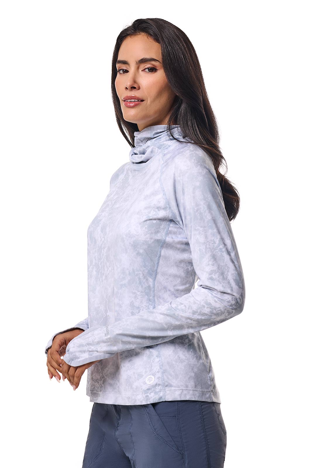 Women's Vented Paros Fishing Hoodie | Grey Water Print