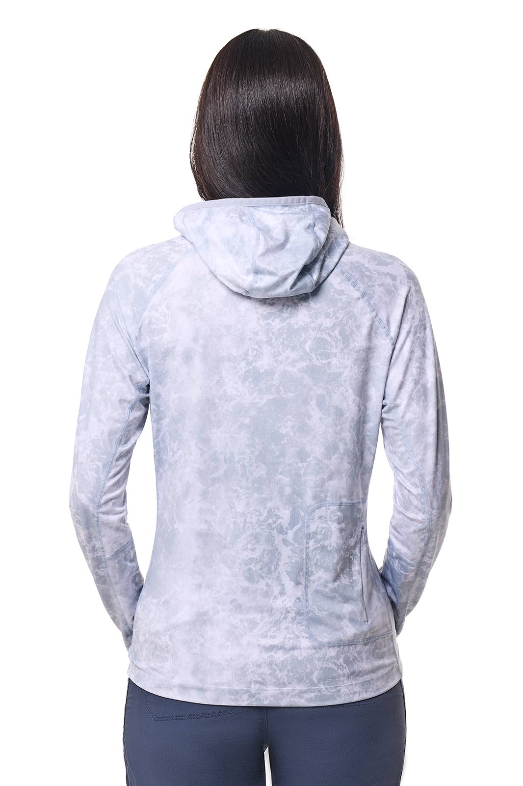 Women's Vented Paros Fishing Hoodie | Grey Water Print