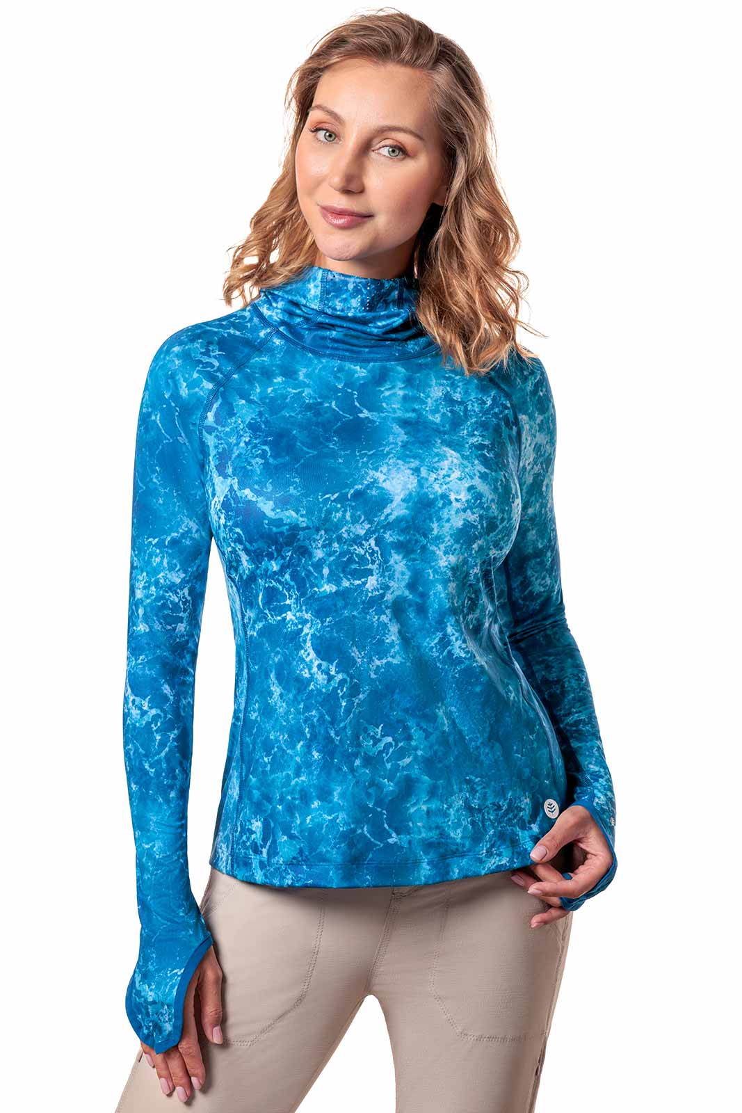 Women's Vented Paros Fishing Hoodie | Blue Water Print
