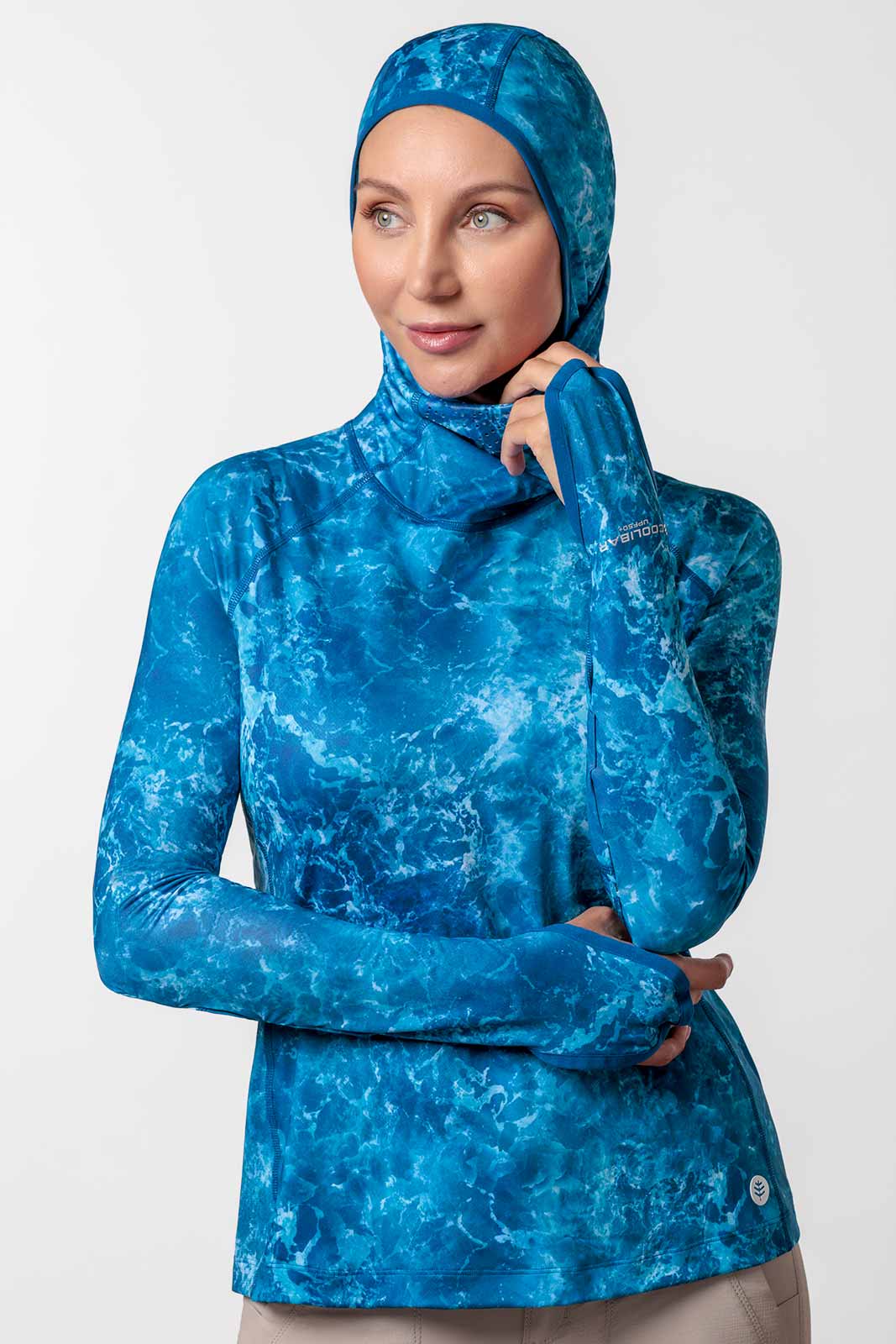 Women's Vented Paros Fishing Hoodie | Blue Water Print