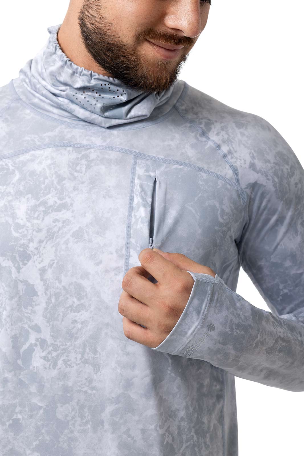 Men's Vented Andros Fishing T-Shirt | Grey Water Print