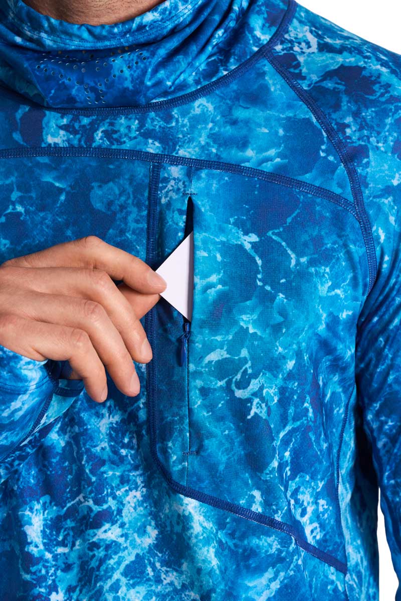 Men's Vented Andros Fishing T-Shirt | Blue Water Print