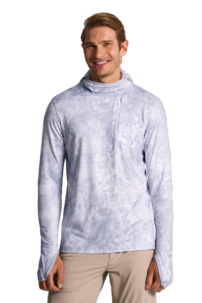 Men's Vented Andros Fishing Hoodie | Grey Water Print