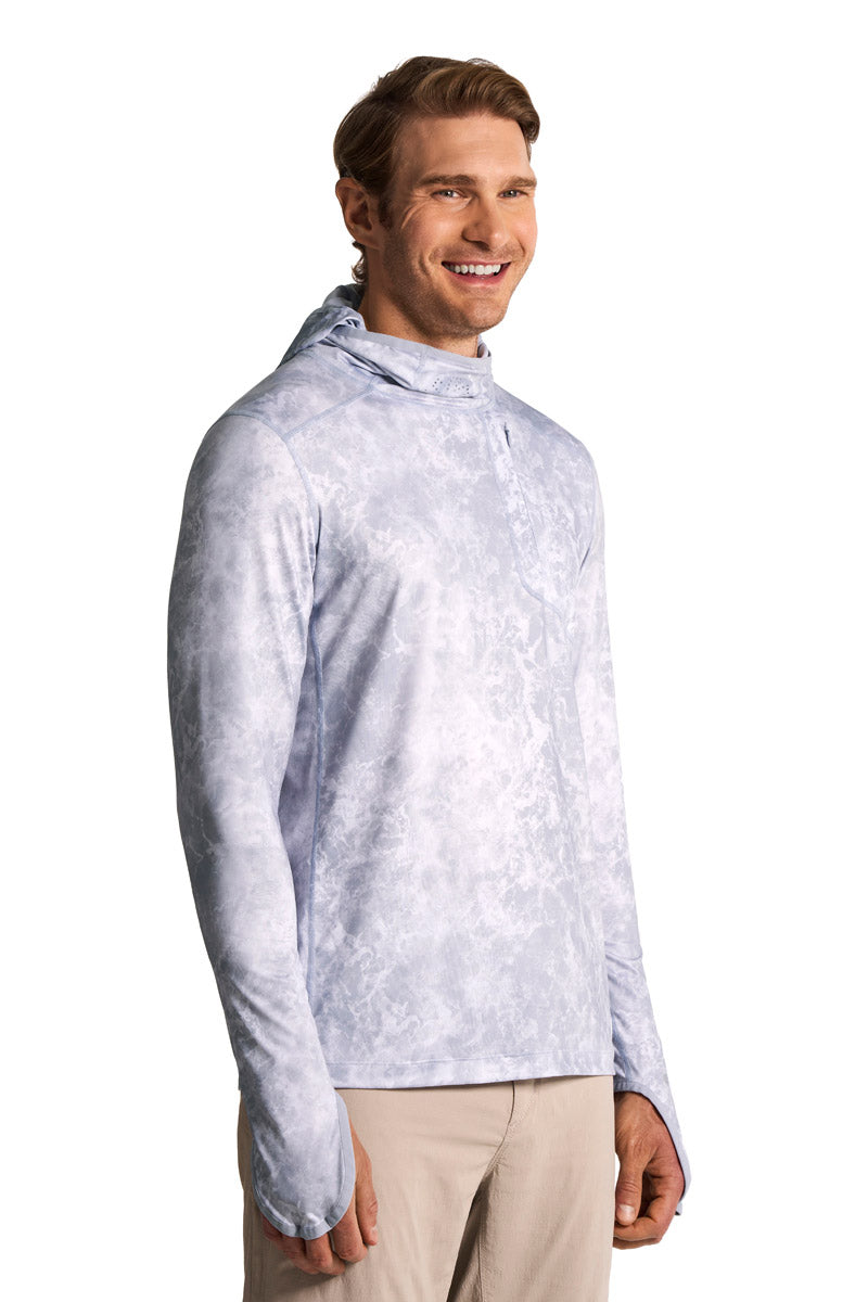Men's Vented Andros Fishing Hoodie | Grey Water Print