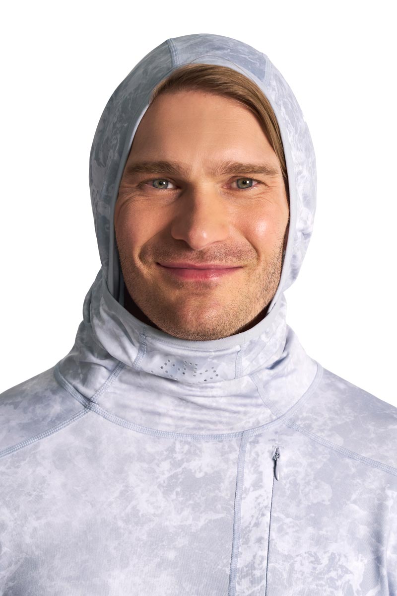Men's Vented Andros Fishing Hoodie | Grey Water Print