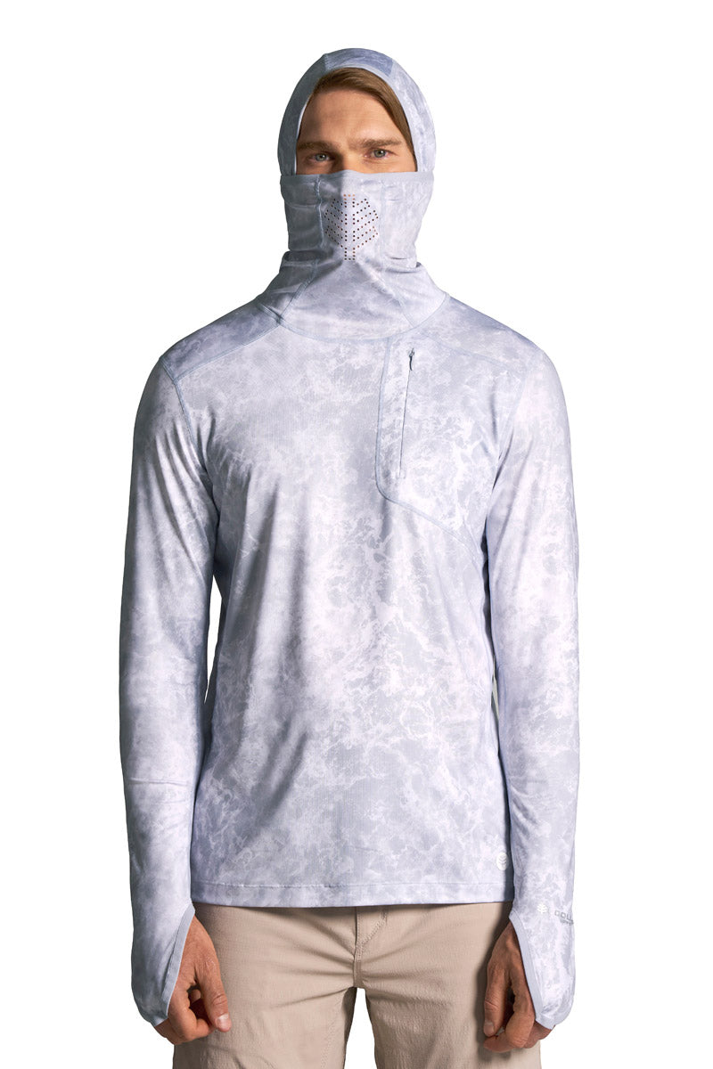 Men's Vented Andros Fishing Hoodie | Grey Water Print