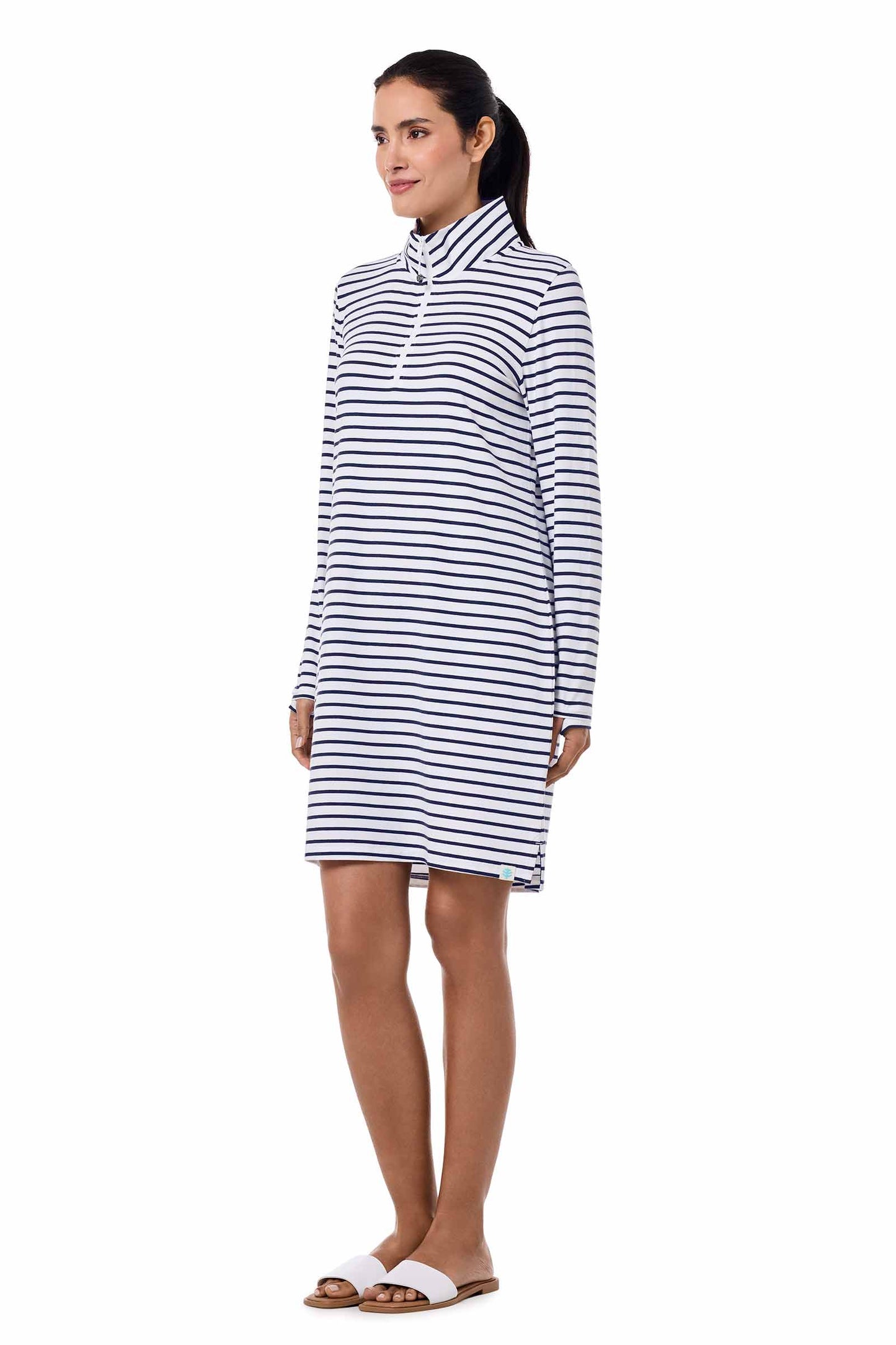 Women's Sarasota Quarter-Zip Dress | White/Navy Stripe