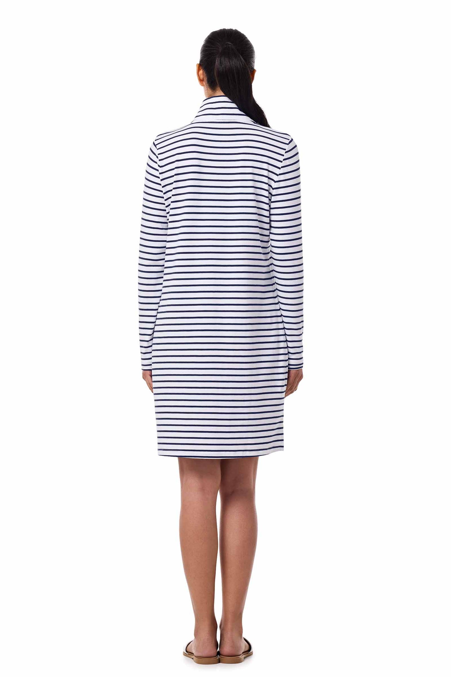 Women's Sarasota Quarter-Zip Dress | White/Navy Stripe